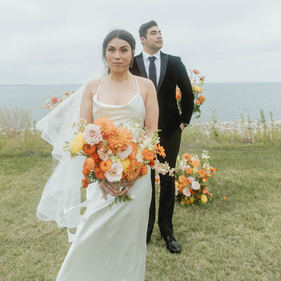 Dreamy Orange and Yellow Grassland Elopement