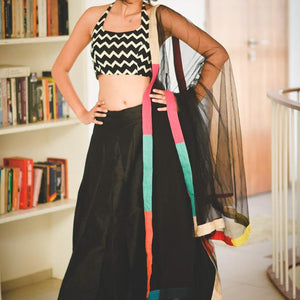 Blabber Black Raw Silk Skirt