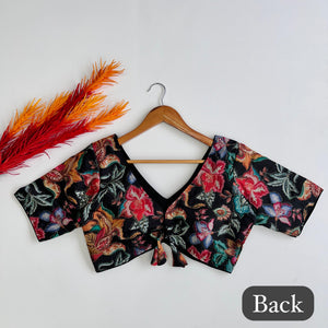 Black Elegant Hand-Embroidered Tofu Silk Blouse with Sequins