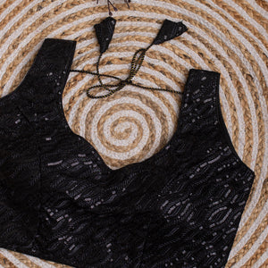 Black Kashish Silk Blouse with Tone-to-Tone Sequin Work