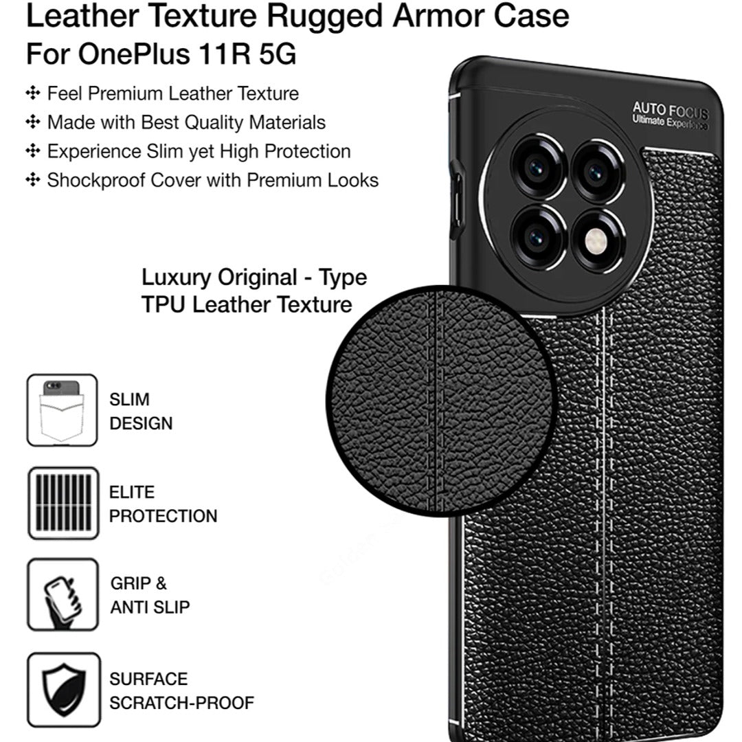 OnePlus 11R Sleek Urban Leather Ring Holder Case