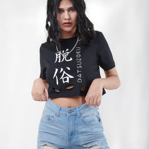 Ripped Graphic Crop Tee
