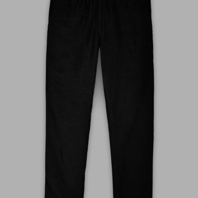 Black Stretch Pin Corduroy Easy Pants