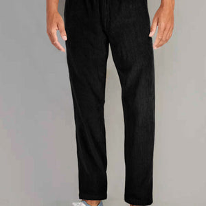 Black Stretch Pin Corduroy Easy Pants