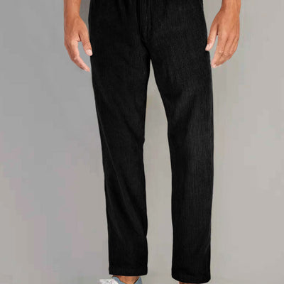 Black Stretch Pin Corduroy Easy Pants