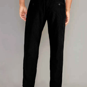 Black Stretch Pin Corduroy Easy Pants