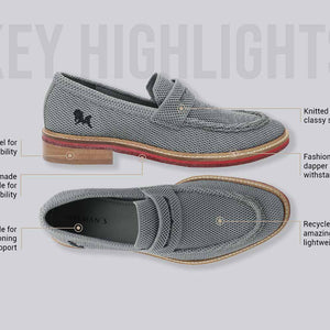 Block Heel Loafers : Grey