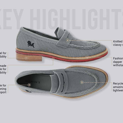 Block Heel Loafers : Grey