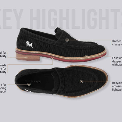 Block Heel Loafers : Black
