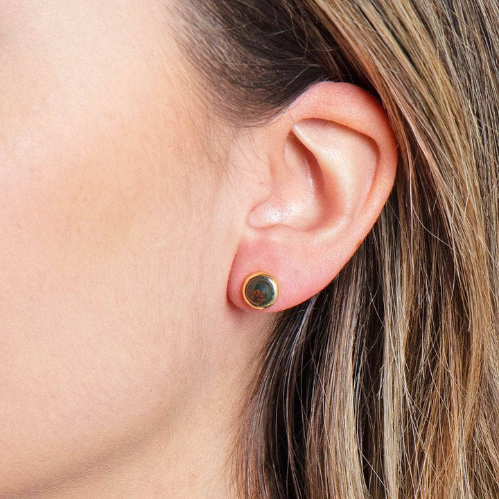 Bloodstone Gold or Silver Stud Earrings