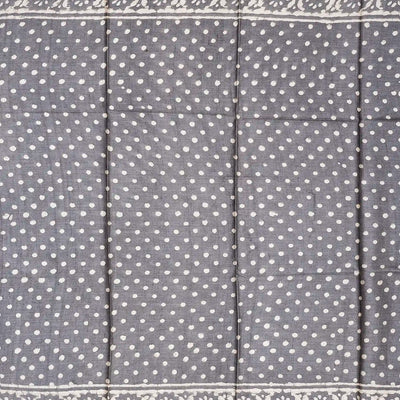Grey Handloom Tussar Silk Saree With Printed Vine Motifs-Grey