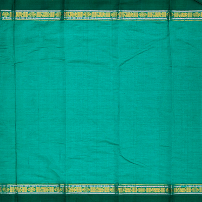 Baby Pink Handloom Chirala Silk Cotton Saree With Teal Border-Baby Pink