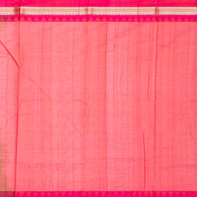 Rust Handloom Chirala Silk Cotton With Pink Border-Rust