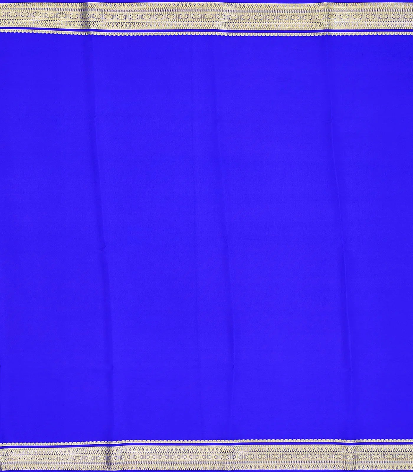 Light Peach Mysore Plain Crepe Silk Saree With Blue Border-Light Peach