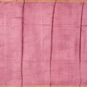 White Handloom Tussar Silk Saree With Printed Vine Motifs-White