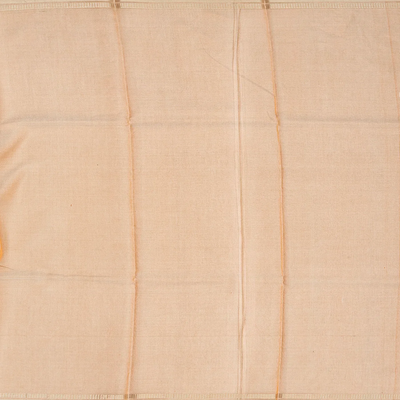 Peach Blended Tussar Tissue Saree With Silver Zari Border-Peach