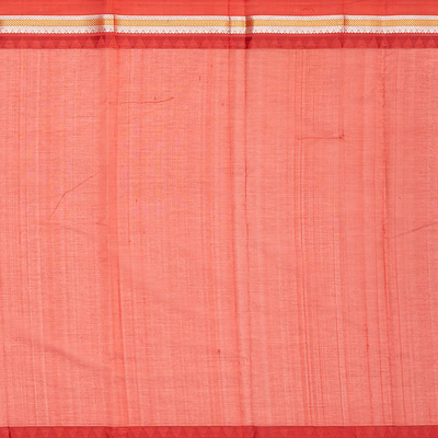Orange Handloom Chirala Silk Cotton With Red Border-Orange