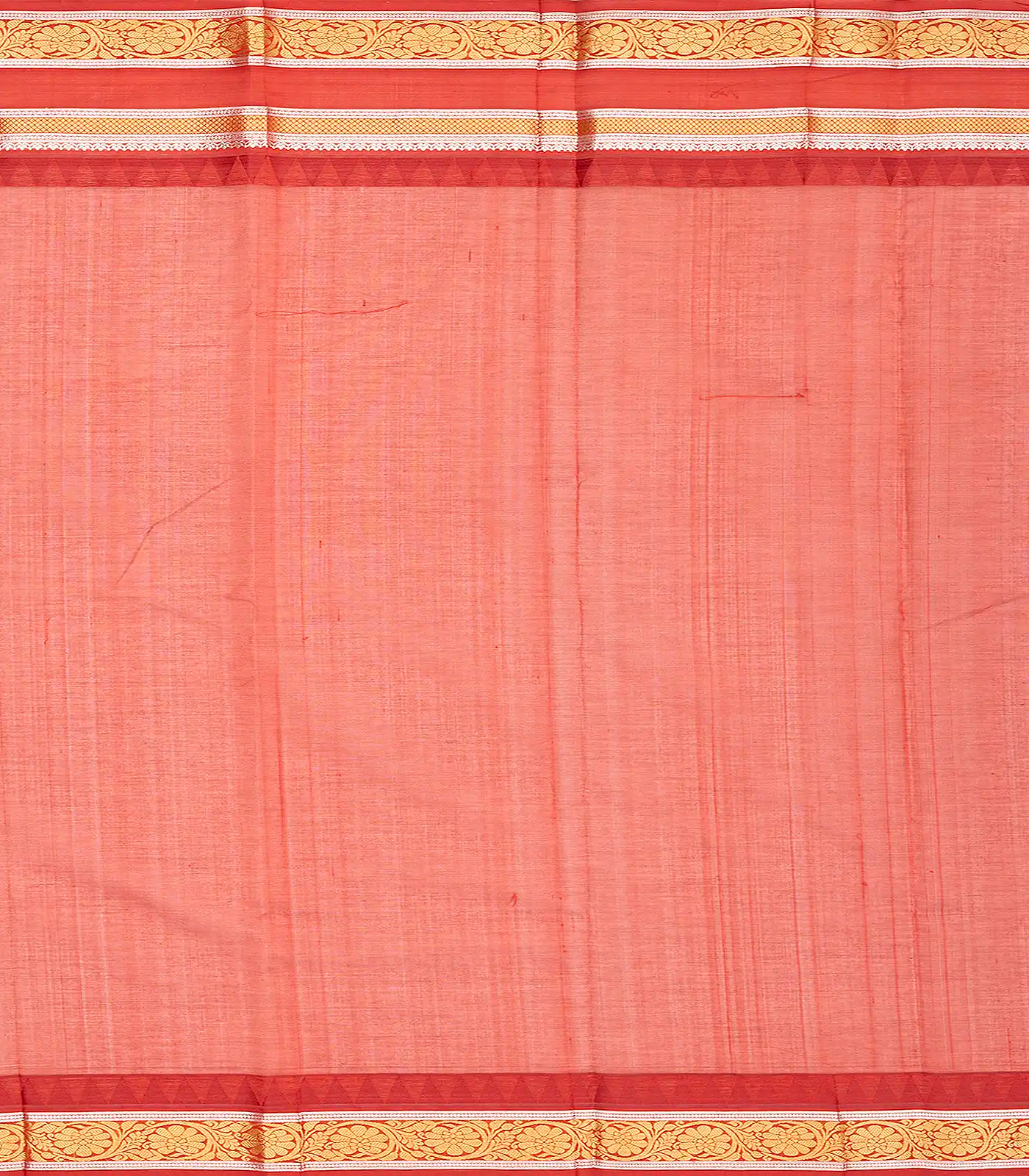 Orange Handloom Chirala Silk Cotton With Red Border-Orange