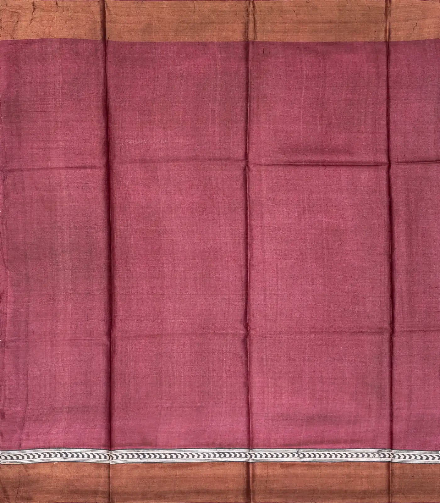 Peach Handloom Tussar Silk Saree With Printed Floral Vine Motifs-Peach