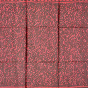 Dark Grey Handloom Tussar Silk Saree With Printed Floral Motifs-Dark Grey