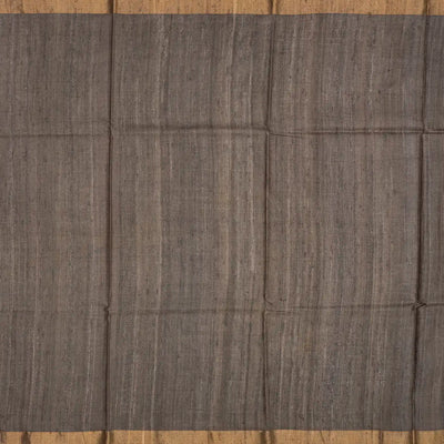 Oil Mustard Handloom Tussar Silk Saree With Printed Vine Motifs-OIL MUSTARD