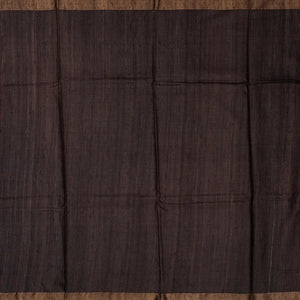 Dark Olive Handloom Tussar Silk Saree With Printed Vine Motifs-Dark Olive