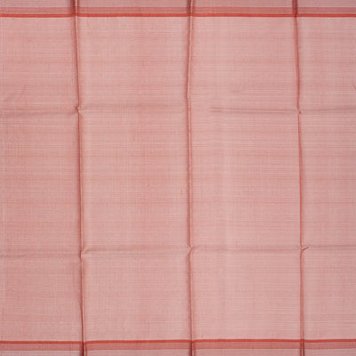 Grey Blended Tussar Tissue Saree With Red Border-Grey