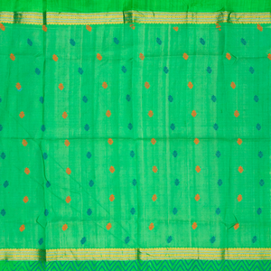 Yellow Handloom Chirala Silk Cotton Saree With Green Border-Yellow