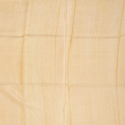 Beige Blended Tussar Tissue Saree With Coin Buttas-Beige