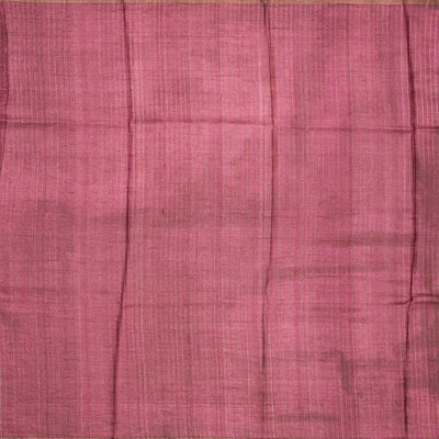 White Handloom Tussar Silk Saree With Printed Annam Vine Motifs-White