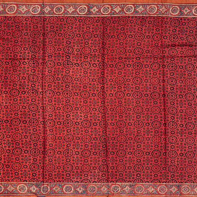 Crimson Handloom Tussar Silk Saree With Printed Floral Motifs-Crimson