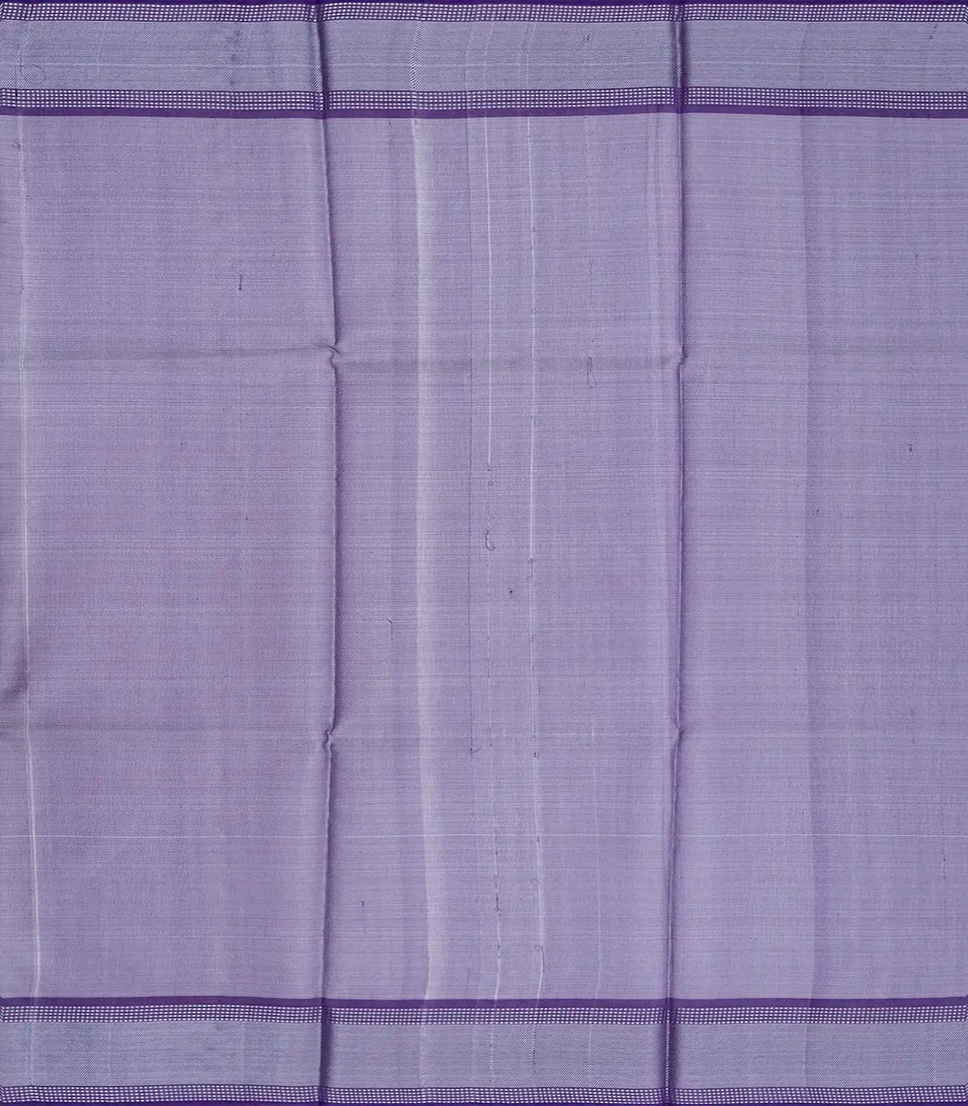 Grey Blended Tussar Tissue Saree With Purple Border-Grey