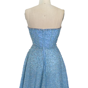 Dylan & Davids Long Strapless Hand Beaded Formal Couture Dress