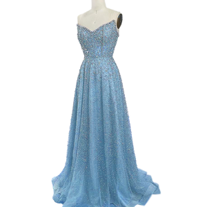 Dylan & Davids Long Strapless Hand Beaded Formal Couture Dress