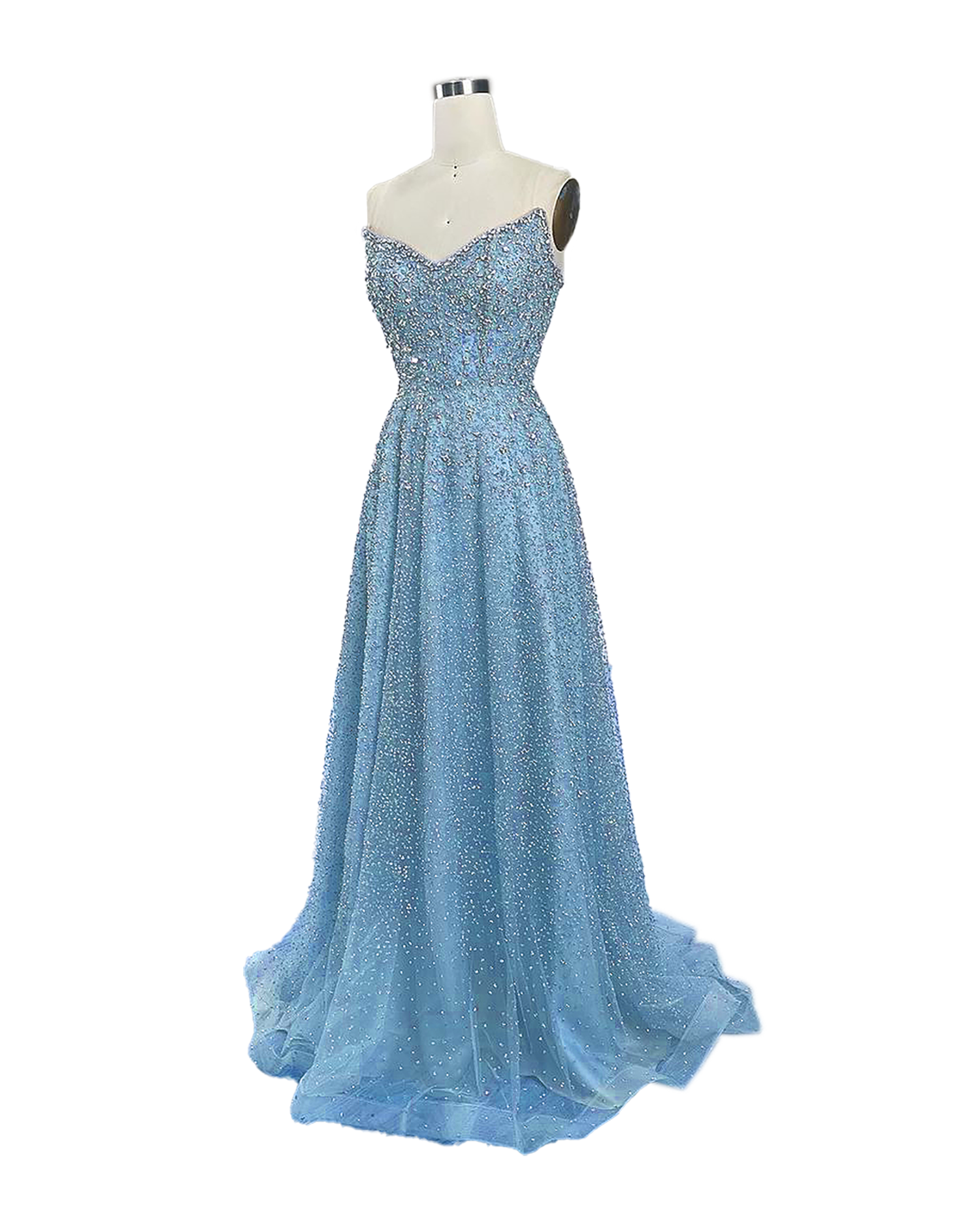 Dylan & Davids Long Strapless Hand Beaded Formal Couture Dress