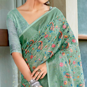 blue-floral-embroidered-linen-saree