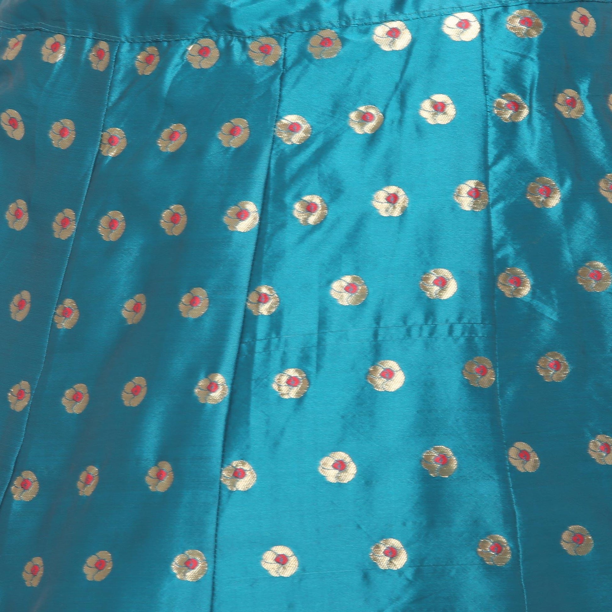 Blue-Red Festive Wear Woven Jacquard Lehenga Choli