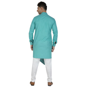 Blue Solid Pure Cotton Men's Kurta Pyjama Set