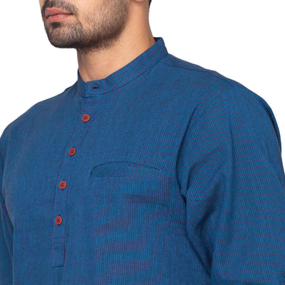 Blue Solid Pure Cotton Short Kurta