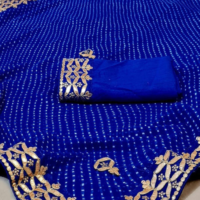 Blue Stripe Printed Georgette Saree