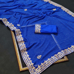 Blue Stripe Printed Georgette Saree