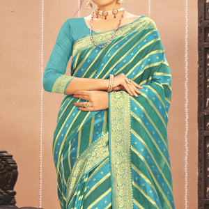 Blue Stripe With Woven Art Silk Saree