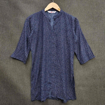 Blue Striped Printed Rayon Top