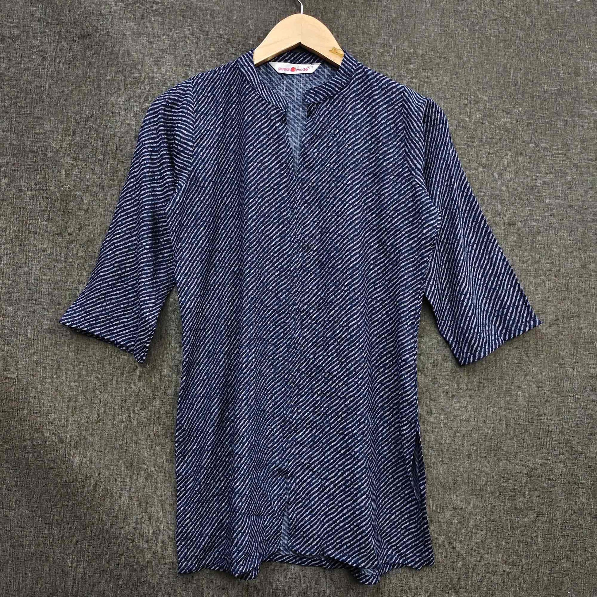 Blue Striped Printed Rayon Top