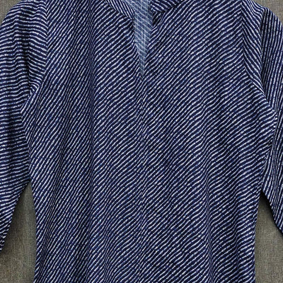 Blue Striped Printed Rayon Top