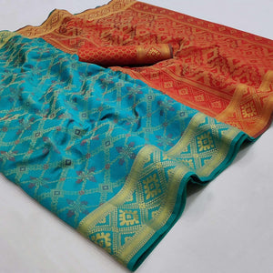 Blue Woven Art Silk Saree