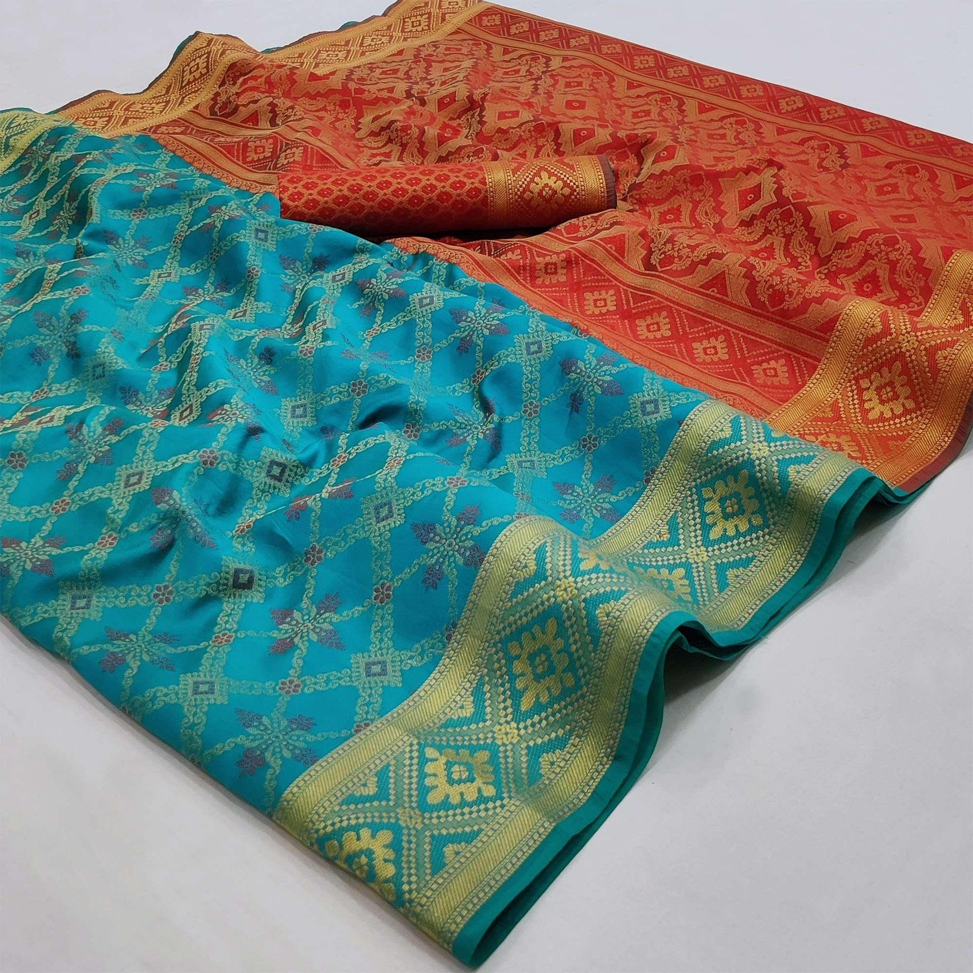 Blue Woven Art Silk Saree