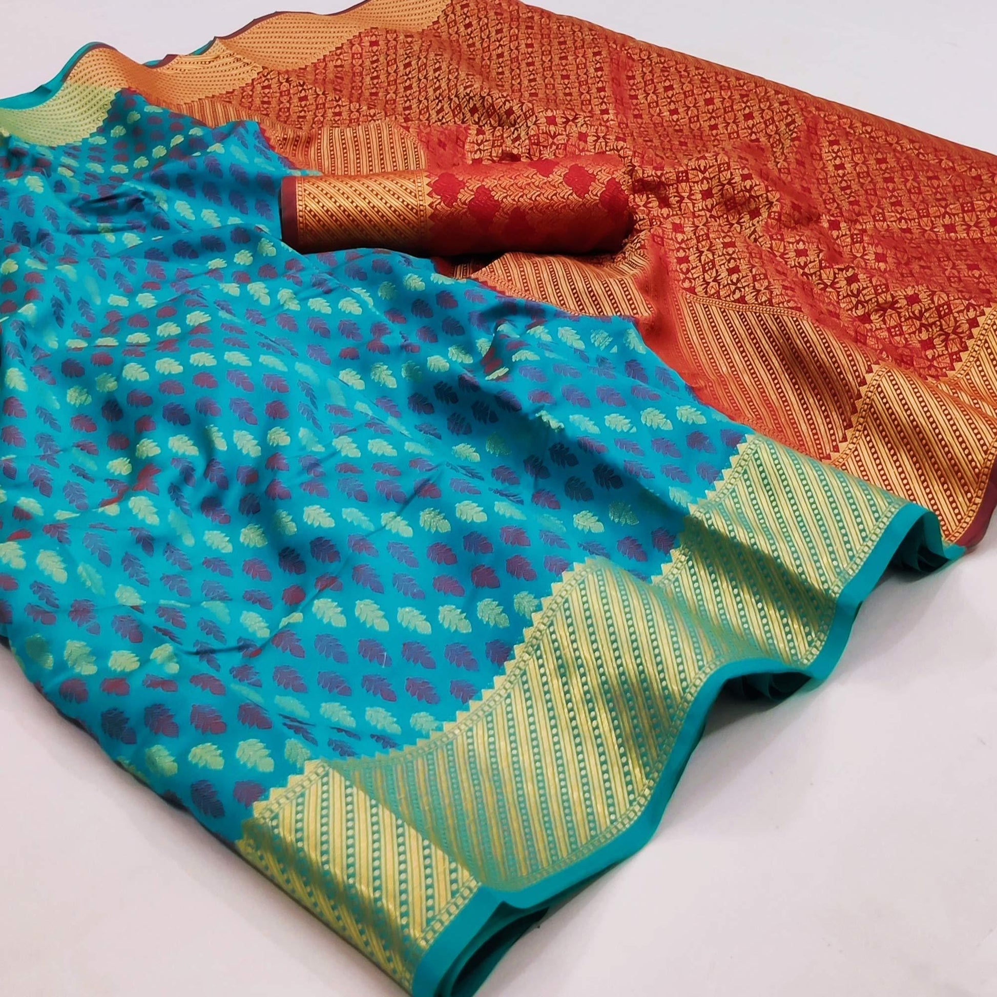 Blue Woven Art Silk Saree