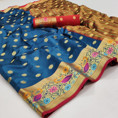 Blue Woven Art Silk Saree