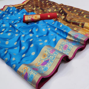 Blue Woven Art Silk Saree
